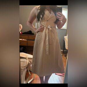 Elegant Beige Button-Down Dress